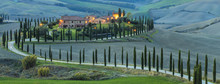 Long Road With Cypress To Old Villa In Tuscany