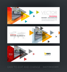 Wall Mural - Vector set of modern horizontal website banners with flying tria