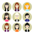 © domira - Women in circle avatars collection. Set of flat people face icons. Modern design character icons isolated on white background. Portrait avatar concept. Vector
