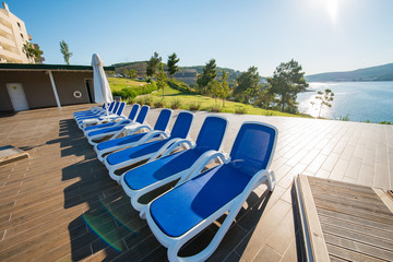 Wall Mural - Nice swimming pool outdoors on bright summer day