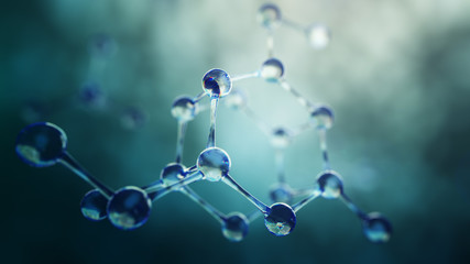 152874 3d illustration of molecule model. science background wit