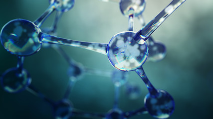 Wall Mural - 3d illustration of molecule model. science background with molecules