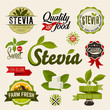 © brainpencil - Stevia and Organic food label Set. Farm Fresh label and Logo element. Organic,bio,ecology natural design template. Easy editable for Your design. Retro logotype icon.