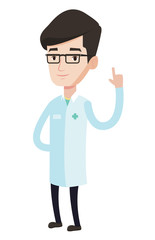 Canvas Print - Doctor showing finger up vector illustration.