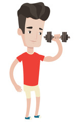 Poster - Man lifting dumbbell vector illustration.