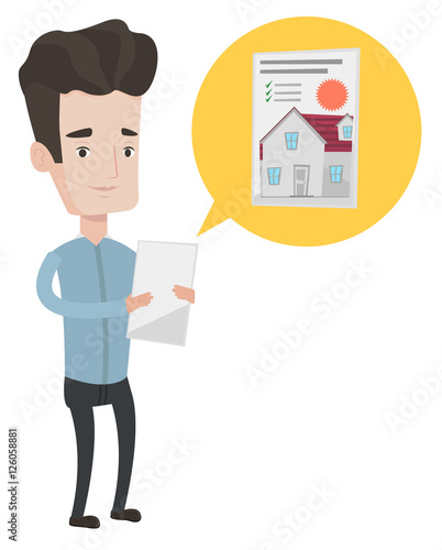 Man looking for house vector illustration. - Buy this stock vector and