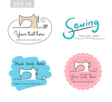 Set Of Retro Garment Sewing Machine Identity Badge Sticker Label