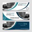 © Yochanan - Set of blue horizontal business banner templates. Vector corporate identity, website design. Collection of modern technology background layout, eps10
