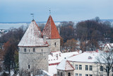 Historical roofs of wintry Tallinn old town