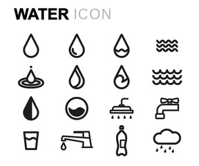 Wall Mural - vector line water icons set