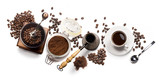 Fototapeta Mapy - coffee attributes on a white background