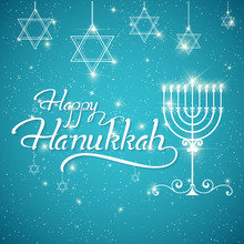 Happy Hanukkah Greeting Lettering