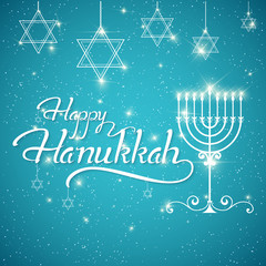 Happy Hanukkah greeting lettering