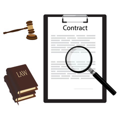 Canvas Print - Contract, gavel and law book