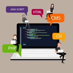 Wall Mural - programming in laptop screen php html css
