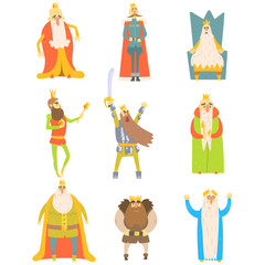 Poster - Fairy-Tale Kings Set Of Cartoon Fun Illustrations