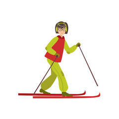 Sticker - Woman Skiing Winter Sports Illustration