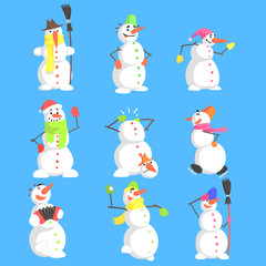 Poster - Classic Snowmen Made Of Three Snowballs Character Set