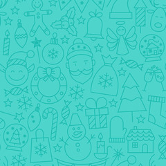 Sticker - Line New Year Tile Blue Pattern