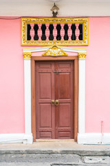 Wall Mural - Old wooden brown house door