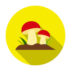 Wall Mural - Mushroom icon in flat style isolated on white background. Plant symbol stock vector illustration.