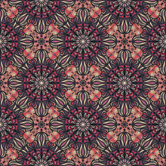  Ornate floral seamless texture, endless pattern with vintage mandala elements.