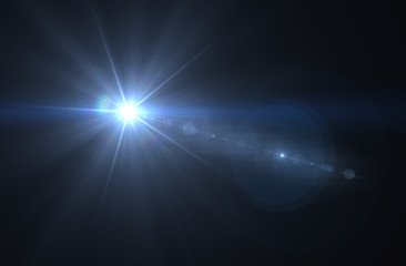 Wall Mural - Lens flare effect in space 3D render