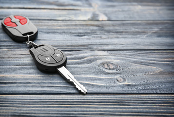 Wall Mural - Car key on wooden table