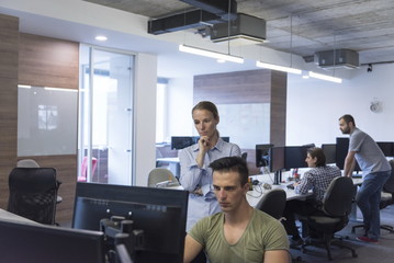 Wall Mural - business couple at office