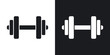 Vector dumbbell icon. Two-tone version on black and white background