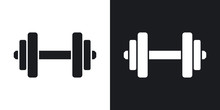Vector Dumbbell Icon. Two-tone Version On Black And White Background