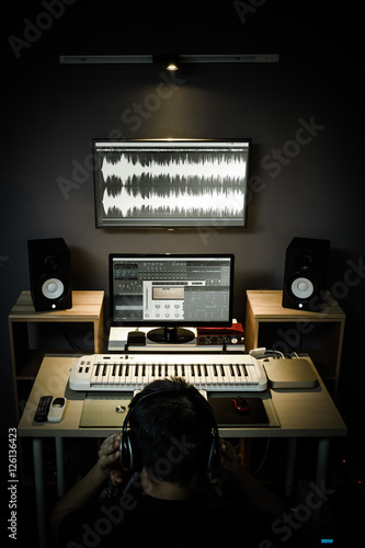 Sound Engineer Producer Working In Digital Editing Studio For Tv Broadcasting Music Production Background Buy This Stock Photo And Explore Similar Images At Adobe Stock Adobe Stock