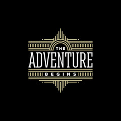 Wall Mural - adventure begins outline gold black
