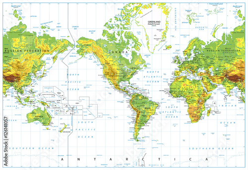 ameryka-wysrodkowana-mapa-swiata-fizycznego-na-bialym-tle