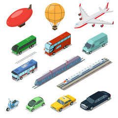 Wall Mural - Isometric flat International auto air railway transport vector