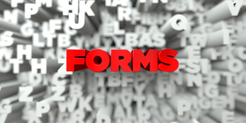 Wall Mural - forms - red text on typography background - 3d rendered royalty free stock image. this image can be 