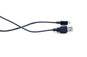 Usb cord, mini usb on a white background.