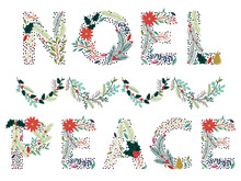 Beautiful Christmas Or Winter Holidays Floral Word In Vector Format