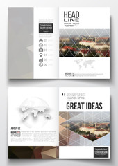 Wall Mural - Set of business templates for brochure, magazine, flyer, booklet or annual report. Polygonal background, blurred image, urban landscape, Prague cityscape, modern triangular texture