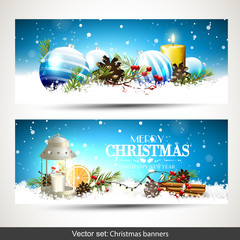 Wall Mural - christmas blue banners