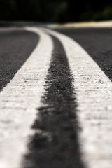 Close Up View Of Road Lane Markings