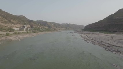 Wall Mural - mountain valley yellow river china aerial view