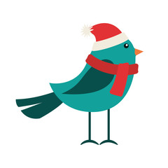 Sticker - bird clothes winter icon vector illustration design