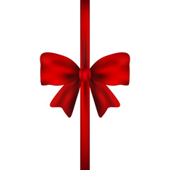 Red gift bow of ribbon