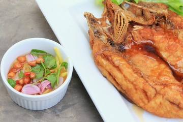 Sticker - fried fish with fish sauce