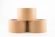 Paper Tape, Packing Tape, Brown Tape On White Background.