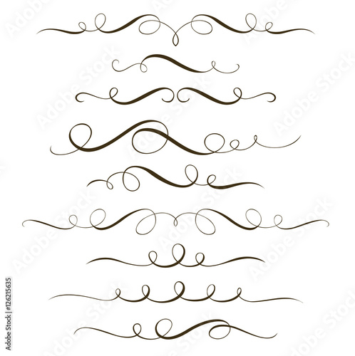 Fotomural Set of decorative calligraphic elements, swirl dividers and ornaments for your design and page decor