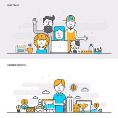 Wall Mural - flat line color concept- our team-color