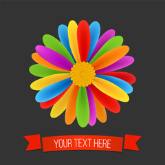 Wall Mural - Rainbow flower. Peace, tolerance, Gay culture symbol. Vector illustration in LGBT flag colors. Modern background with ribbon. Creative colorful logo.