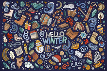 Cartoon Set Of Winter Season Objects